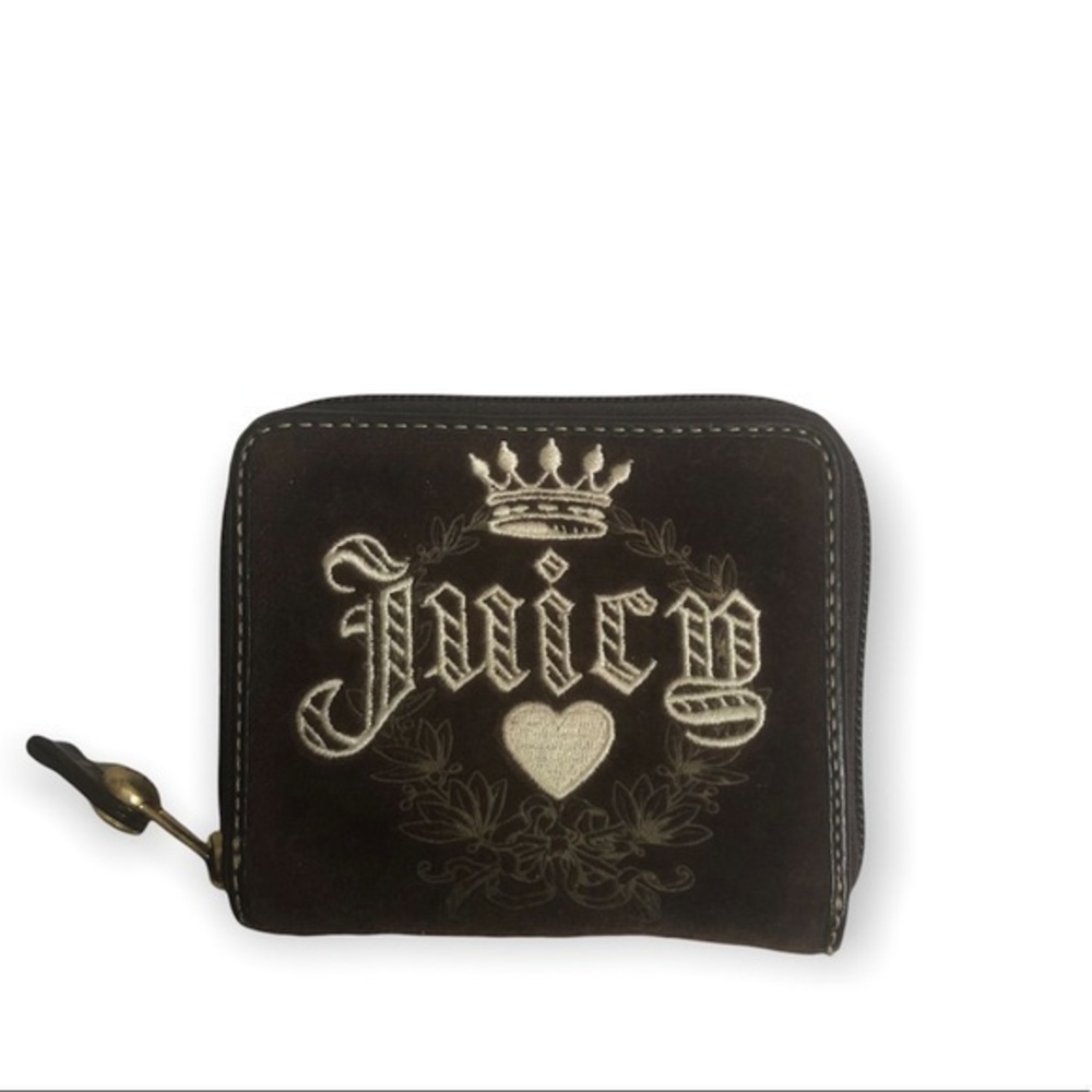 Juicy couture brown vintage velours compact wallet